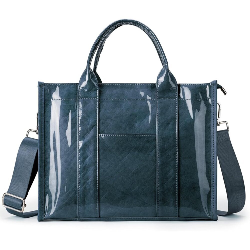 Versatile PVC Tote Handbag with Adjustable Strap - Perfect for Work & Travel